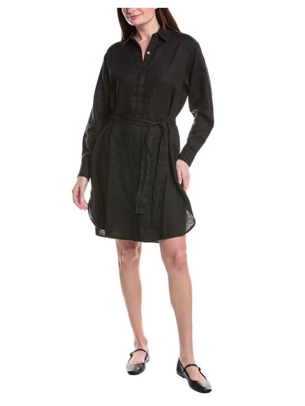 James Perse $295 Linen Shirt Dress in black